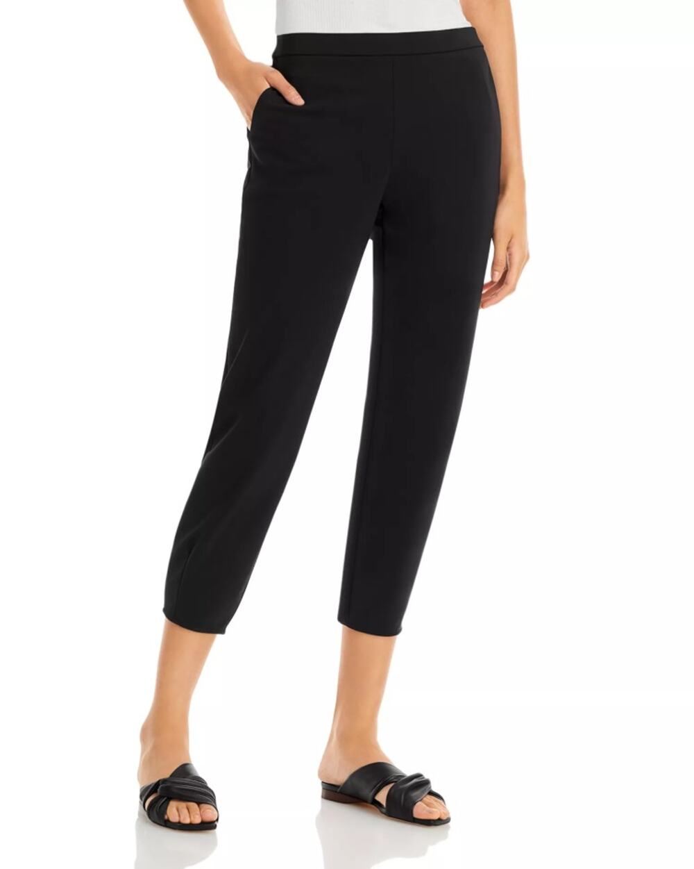 Theory Women Black Precision Dart Casual Tapered Leg Ponte Crop Pants Size P/0